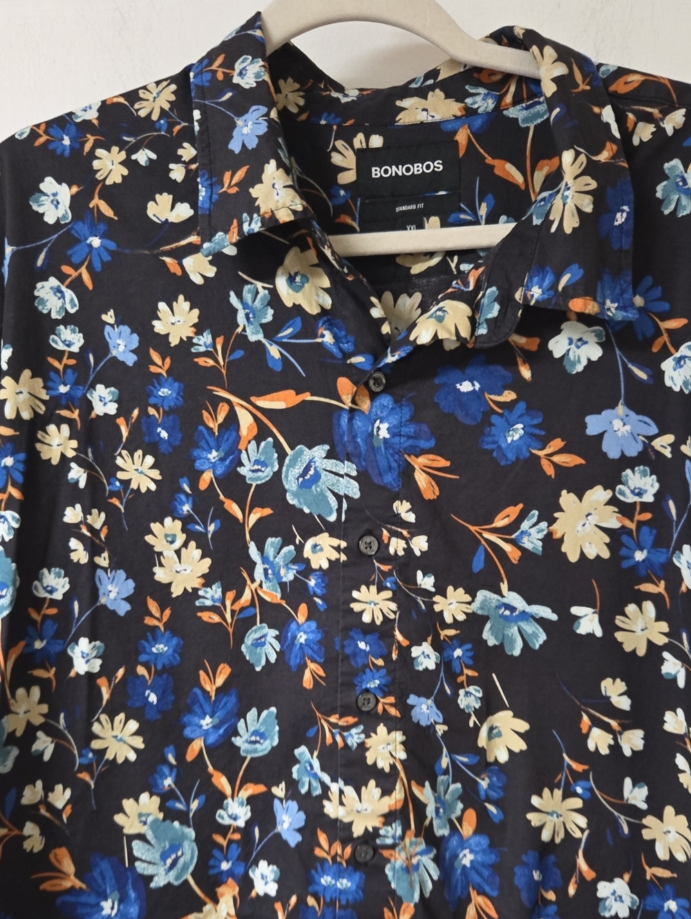 Bonobos Stretch Riviera Short Sleeve Shirt Navy Shore Floral XXL